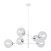 lampa sufitowa vicenza wiszaca bialy zyrandol z akcentami chrom kuliste klosze glamour