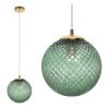 lampa wiszaca cannes sufitowa pojedynczy zyrandol zielony krysztal kula nad stol glamour