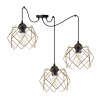 lampa wiszaca stella sufitowa czarny pajak ze zlotym kloszem loft glamour nad stol i wyspe 3xe27