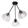 lampa sufitowa venice potrojna zyrandol czarna konstrukcja szklane bezbarwne klosze