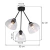 lampa sufitowa venice potrojna zyrandol czarna konstrukcja szklane bezbarwne klosze