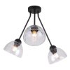 lampa sufitowa venice potrojna zyrandol czarna konstrukcja szklane bezbarwne klosze