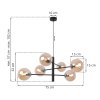 lampa sufitowa vicenza czarna zyrandol glamour loft bursztynowe szklane kule 6 zrodel
