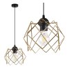 lampa wiszaca stella sufitowa pojedyncza czarna konstrukcja ze zlotym kloszem styl loft 21cm