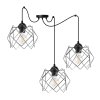 lampa wiszaca typu pajak stella sufitowa czarny dlugi zyrandol loft srebrne klosze chrom potrojny