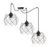 lampa wiszaca typu pajak stella sufitowa czarny dlugi zyrandol loft srebrne klosze chrom potrojny