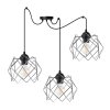 lampa wiszaca typu pajak stella sufitowa czarny dlugi zyrandol loft srebrne klosze chrom potrojny
