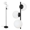 lampa stojaca podlogowa siena do salonu sypialni czarna biale szklane kule potrojna e27