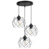 lampa wiszaca stella sufitowa okragla czarna listwa loft potrojna trzy srebrne klosze glamour