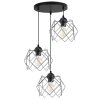 lampa wiszaca stella sufitowa okragla czarna listwa loft potrojna trzy srebrne klosze glamour