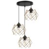 lampa wiszaca sufitowa stella potrojny zyrandol z okragla listwa czarny zlote klosze styl loft