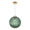 lampa wiszaca cannes pojedyncza krysztalowa szklana kula zielona zlote dodatki elegancka