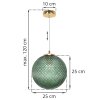 lampa wiszaca cannes pojedyncza krysztalowa szklana kula zielona zlote dodatki elegancka