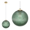 lampa wiszaca cannes pojedyncza krysztalowa szklana kula zielona zlote dodatki elegancka