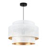 lampa sufitowa wiszaca asti bialo zloty zyrandol w stylu glamour duzy okragly abazur do salonu sypialni