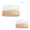 lampa sufitowa wiszaca rattan okragly podwojny abazur rattanowy bialo bezowy do kuchni i salonu