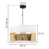 lampa sufitowa wiszaca z duzym abazurem duo asti kolor bialy zloty srodek z siatki glamour