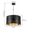 lampa sufitowa wiszaca asti zyrandol z czarno zlotym abazurem glamour do salonu jadalni pokoju 35cm