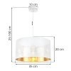 lampa sufitowa wiszaca asti azurowy bialy abazur ze zlotym srodkiem w stylu glamour okragly 35cm