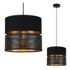 lampa sufitowa wiszaca asti zyrandol z abazurem z siatki kolor czarny ze zlotym srodkiem glamour