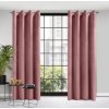 ZATEMŇOVACÍ ZÁVĚS NA KROUŽCÍCH ROSA 140X250 CM TMAVĚŘŮŽOVÁ