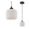 lampa wiszaca riffle sufitowa szklany bialy walec w stylu glamour nad stol i wyspe 1xe27