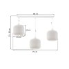 lampa wiszaca riffle sufitowa potrojna biala konstrukcja szklane walce o ryflowanej powierzchni 15cm
