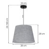 lampa sufitowa wiszaca zyrandol len stozkowy okragly abazur w kolorze szarym styl boho 38cm