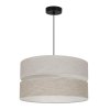 lampa wiszaca sufitowa len duzy lniany zyrandol z bezowym okraglym abazurem 40cm gwint e27