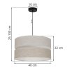 lampa wiszaca sufitowa len duzy lniany zyrandol z bezowym okraglym abazurem 40cm gwint e27