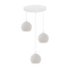 lampa sufitowa zyrandol riffle kolor bialy trzy szklane kule w stylu nowoczesnym do kuchni i jadalni