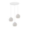 lampa sufitowa zyrandol riffle kolor bialy trzy szklane kule w stylu nowoczesnym do kuchni i jadalni