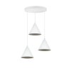 lampa sufitowa wiszaca soho potrojna biale stozkowe klosze do kuchni salonu jadalni