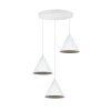 lampa sufitowa wiszaca soho potrojna biale stozkowe klosze do kuchni salonu jadalni