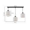 lampa wiszaca zyrandol riffle potrojna czarna listwa ze szklanymi bialymi kloszami do kuchni i salonu