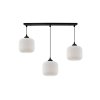 lampa wiszaca zyrandol riffle potrojna czarna listwa ze szklanymi bialymi kloszami do kuchni i salonu