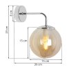 kinkiet scienny siena chromowana lampa z miodowym kloszem w ksztalcie kuli do lazienki salonu