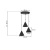 lampa sufitowa wiszaca soho czarna konstrukcja trzy klosze w ksztalcie stozkow do kuchni jadalni