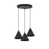 lampa sufitowa wiszaca soho czarna konstrukcja trzy klosze w ksztalcie stozkow do kuchni jadalni