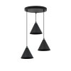 lampa sufitowa wiszaca soho czarna konstrukcja trzy klosze w ksztalcie stozkow do kuchni jadalni