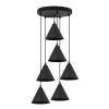 lampa wiszaca czarny zyrandol soho 6 stozkowych kloszy na czarnej listwie nad stol i wyspe