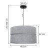 lampa sufitowa wiszaca z abazurem len szary zyrandol z ekologicznej tkaniny do pokoju sypialni