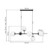 lampa sufitowa wiszaca siena dlugi czarny zyrandol z bialymi szklanymi kulami styl loft 6 zrodel