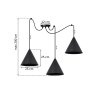 lampa wiszaca sufitowa typu pajak soho styl nowoczesny czarna konstrukcja trzy stozkowe klosze