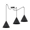 lampa wiszaca sufitowa typu pajak soho styl nowoczesny czarna konstrukcja trzy stozkowe klosze