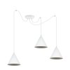 lampa sufitowa wiszaca pajak loft soho potrojna biala konstrukcja ze stozkowymi kloszami