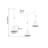 lampa sufitowa wiszaca pajak loft soho potrojna biala konstrukcja ze stozkowymi kloszami