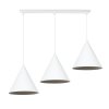 lampa wiszaca sufitowa soho styl nowoczesny trzy metalowe stozki na bialej listwie e27