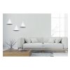 lampa wiszaca sufitowa soho styl nowoczesny trzy metalowe stozki na bialej listwie e27