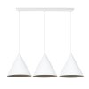 lampa wiszaca sufitowa soho styl nowoczesny trzy metalowe stozki na bialej listwie e27